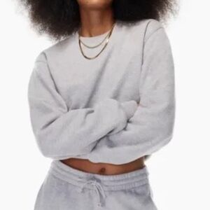 TNA Heather Gray Oversized Cropped Sweatshirt